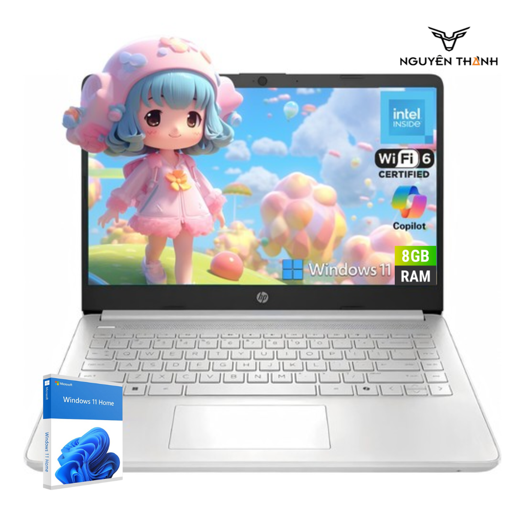 Laptop HP 14-dq6011dx (Intel N150, 8GB RAM, 128GB UFS, 14” HD, Windows 11, Natural Silver)