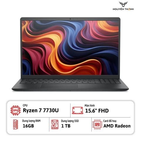 Laptop Dell 15 DC15255 (AMD Ryzen 7 7730U, RAM 16GB, 1TB SSD, 15.6 inch FHD, Win 11, Carbon Black)