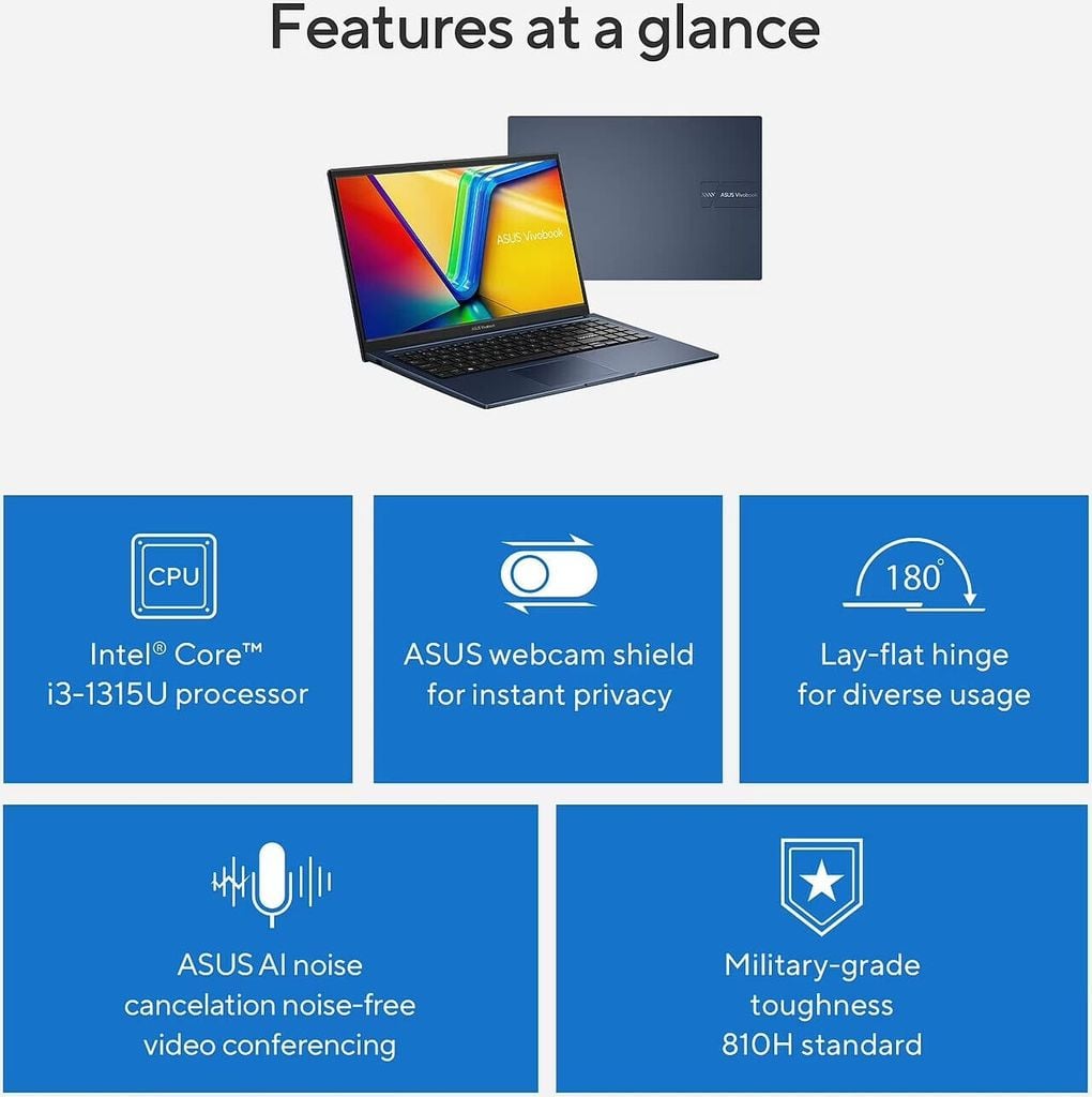 Laptop ASUS Vivobook 15 F1504V-SB31 (Core i3-1315U, 8GB RAM, 512GB SSD, 15.6