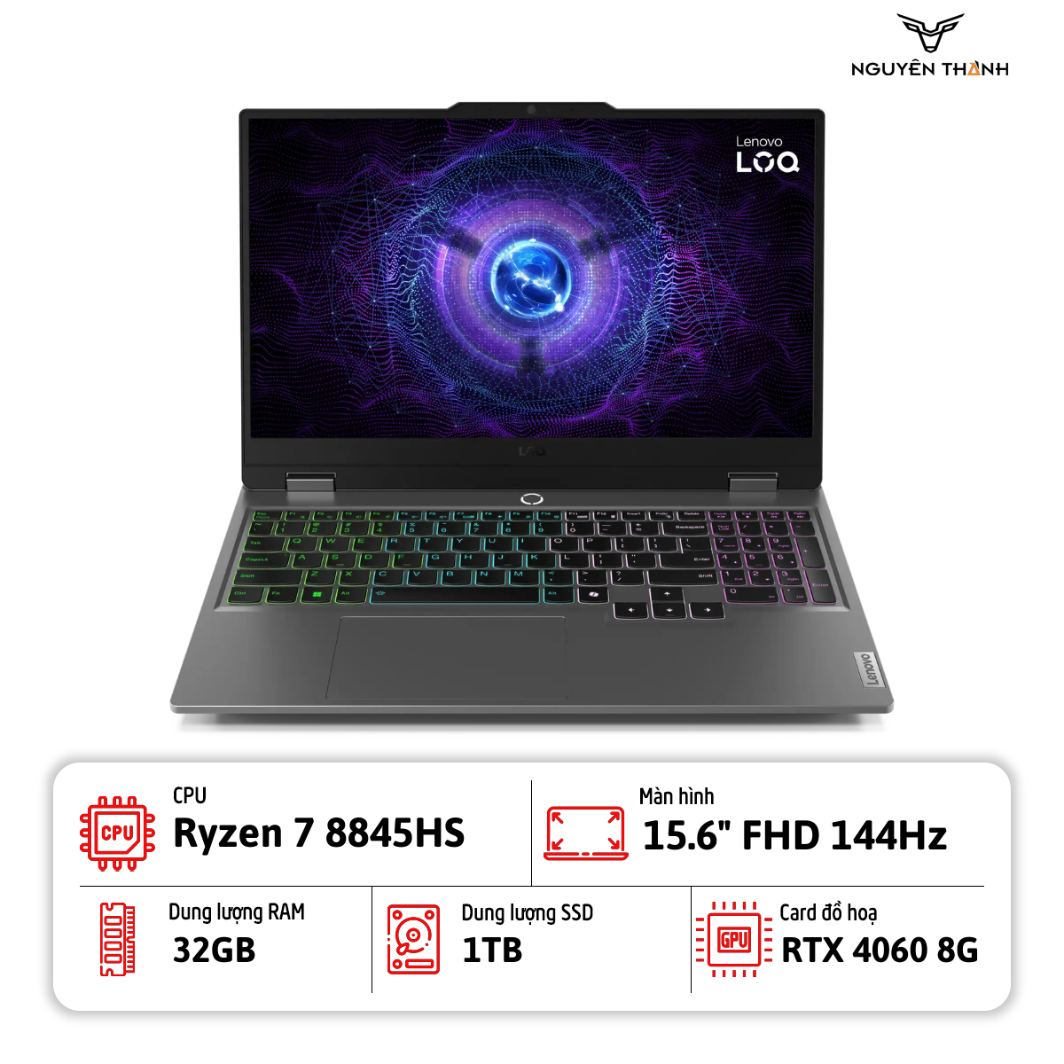 Laptop Lenovo LOQ 15AHP9 (Ryzen 7, RTX 4060, 32GB, 1TB) giá tốt