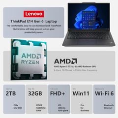 Laptop Lenovo ThinkPad E14 Gen 6 ( AMD Ryzen 5 7535U, 16GB RAM, 512GB SSD, 14