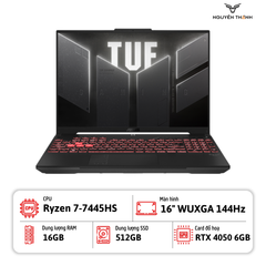 Laptop ASUS TUF A16 Gaming ( Ryzen 7 7445HS, 16GB RAM, 512GB SSD, RTX 4050 6GB, 16