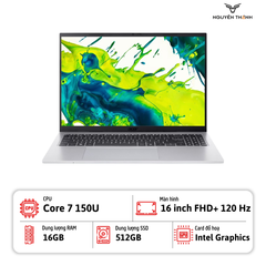 Laptop Acer Aspire Go 16 (Core 7 150U/ 16GB RAM/ 512GB SSD/16