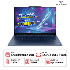 Laptop Lenovo Yoga Slim 7 14Q8X9 Snapdragon X Elite X1E-78-100, RAM 16GB, SSD 512GB, 14.5 inch 3K OLED Touch, Windows 11, Blue)