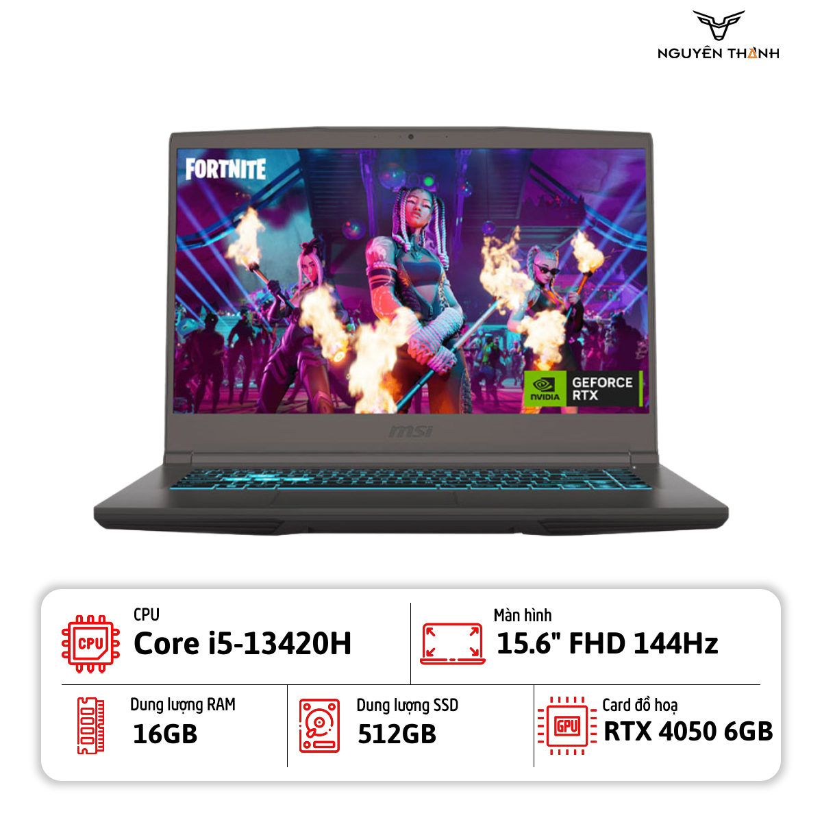 Laptop MSI Thin 15 B13VE (Core i5-13420H, 16GB, 512GB SSD, RTX4050 6GB, 15.6