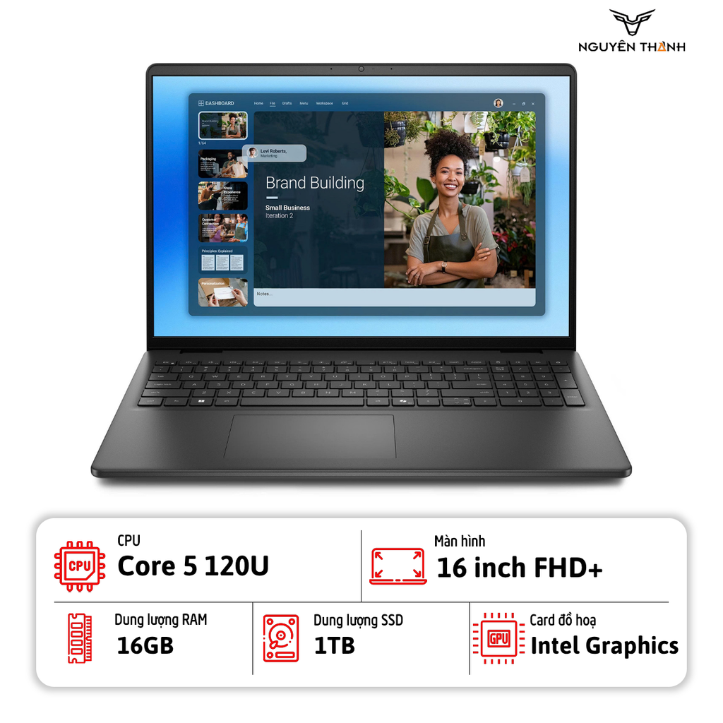 Laptop Dell 16 DC16250 (Core 5 120U, 16GB, 1TB SSD, 16 inch FHD+, Win 11, Office)