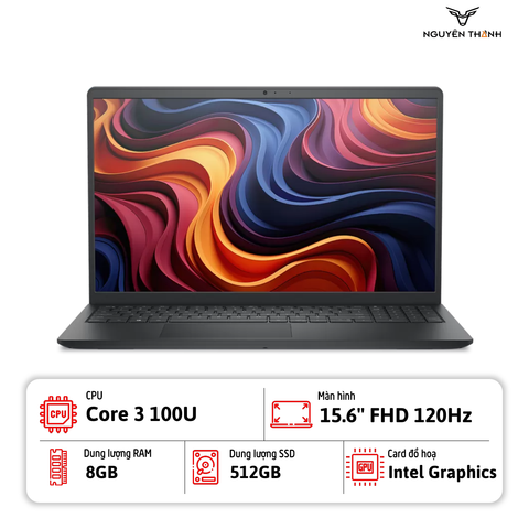 Laptop Dell Pro 15 Essential PV15250 (Intel Core 3 100U, Ram 8GB, SSD 512GB, 15.6'' FHD 120Hz, Đen)