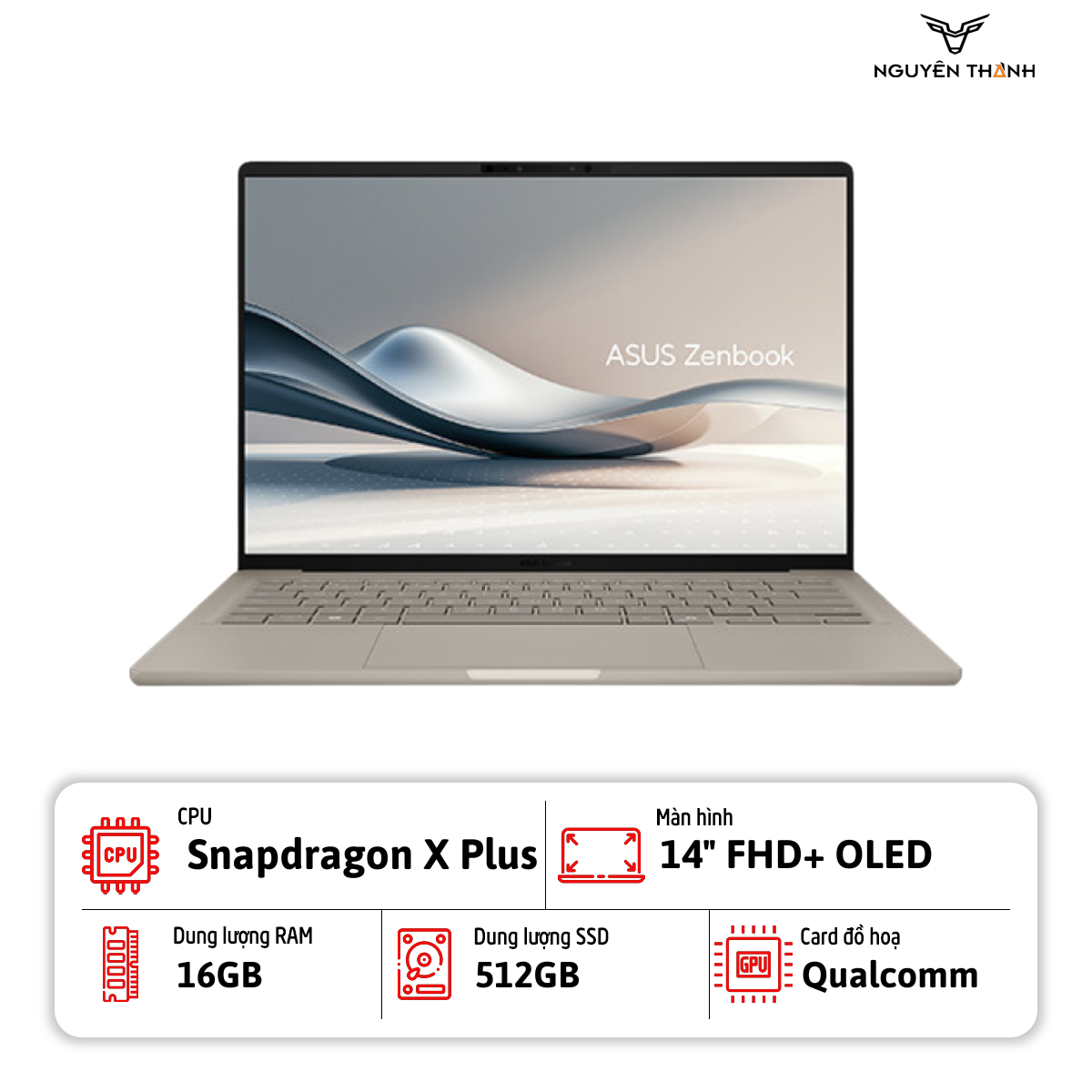 Asus Zenbook A14 UX3407Q  (Qualcomm Snapdragon X Plus, 16GB RAM, 512GB SSD, 14