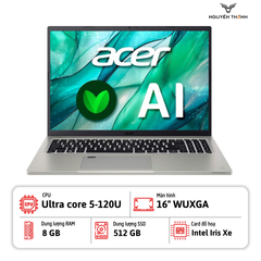 Laptop Acer Aspire Vero 16 AV16-51P-58KU (Core Ultra 5-125U, 8GB RAM, 512GB SSD, 16
