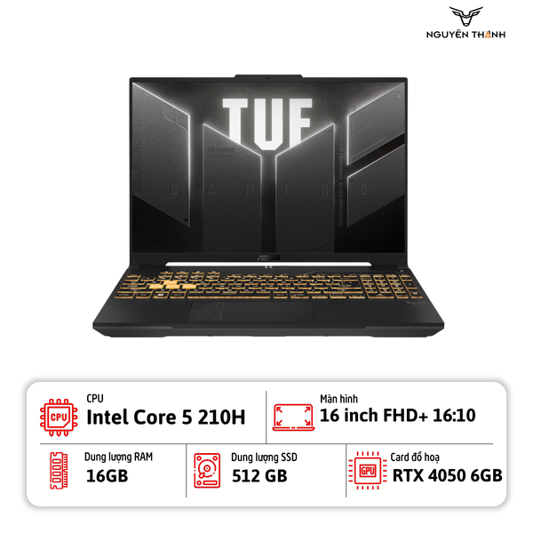 Laptop ASUS TUF Gaming F16 FX607VU-RL045W (Intel Core 5 210H, 16GB,512GB,16 inch FHD+,RTX 4050 6GB,Windows 11 Home, Xám)