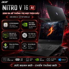 Laptop Acer Nitro V 16 Al ANV16-42-R309 (Ryzen 5 240, 16GB RAM, 512GB SSD, RTX 5050 8GB, 16