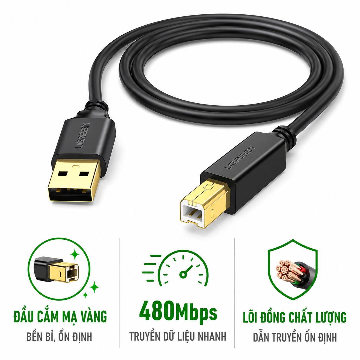 Dây Máy In USB 2.0 Dài 1.5m Ugreen 10350