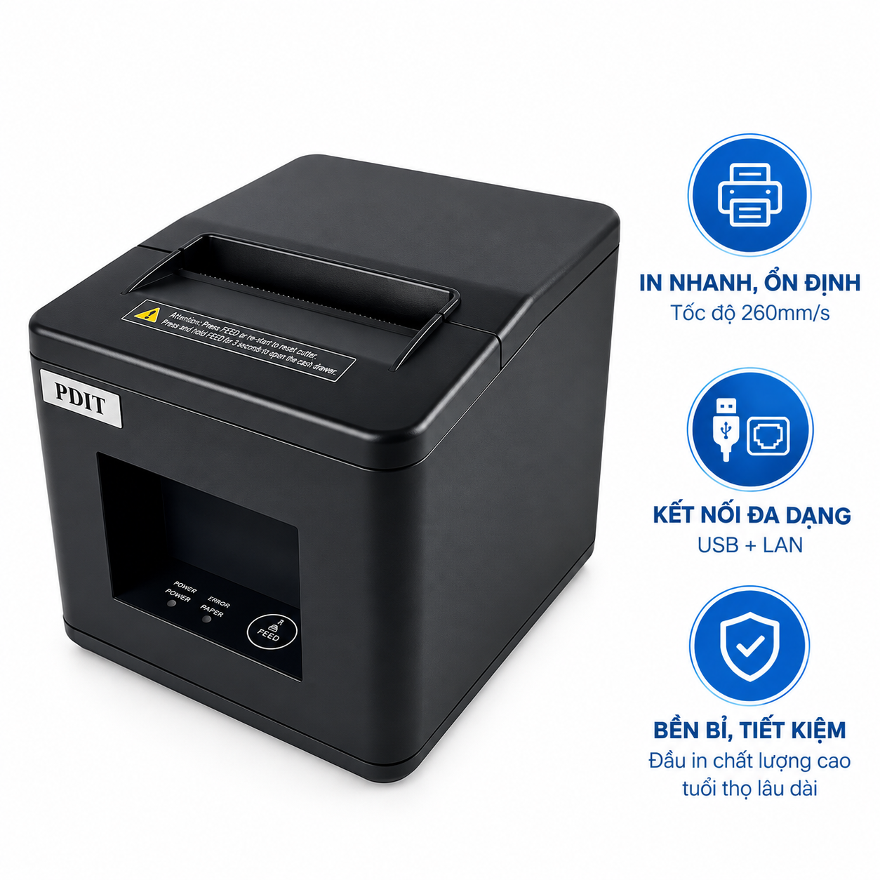Máy In Hóa Đơn Nhiệt K80 PDIT PD805KL (USB + LAN) Giá Tốt | Nguyên Thành