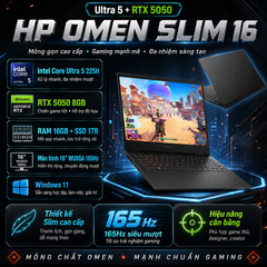 Laptop HP OMEN Slim 16-an0027wm (Ultra 5 225H, 16GB RAM, 1TB SSD, RTX 5050 8GB, 16″WUXGA 165Hz, Win 11, Shadow Black)