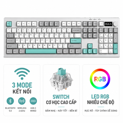 BÀN PHÍM GAMING 3 MODE AULA S102 PRO (4777) (Phiên bản Xám + Be + Xanh ngọc)