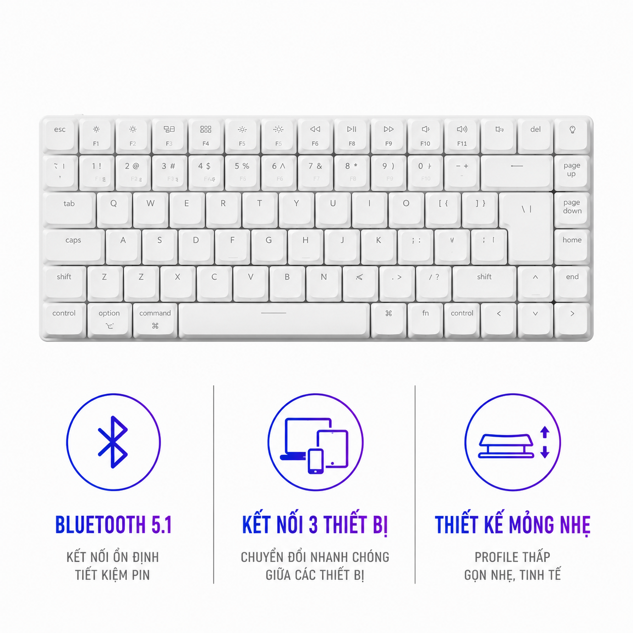 Bàn phím không dây Keychron K3 Pro Trắng