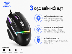 Chuột gaming có dây AULA S12Pro đen (4375)
