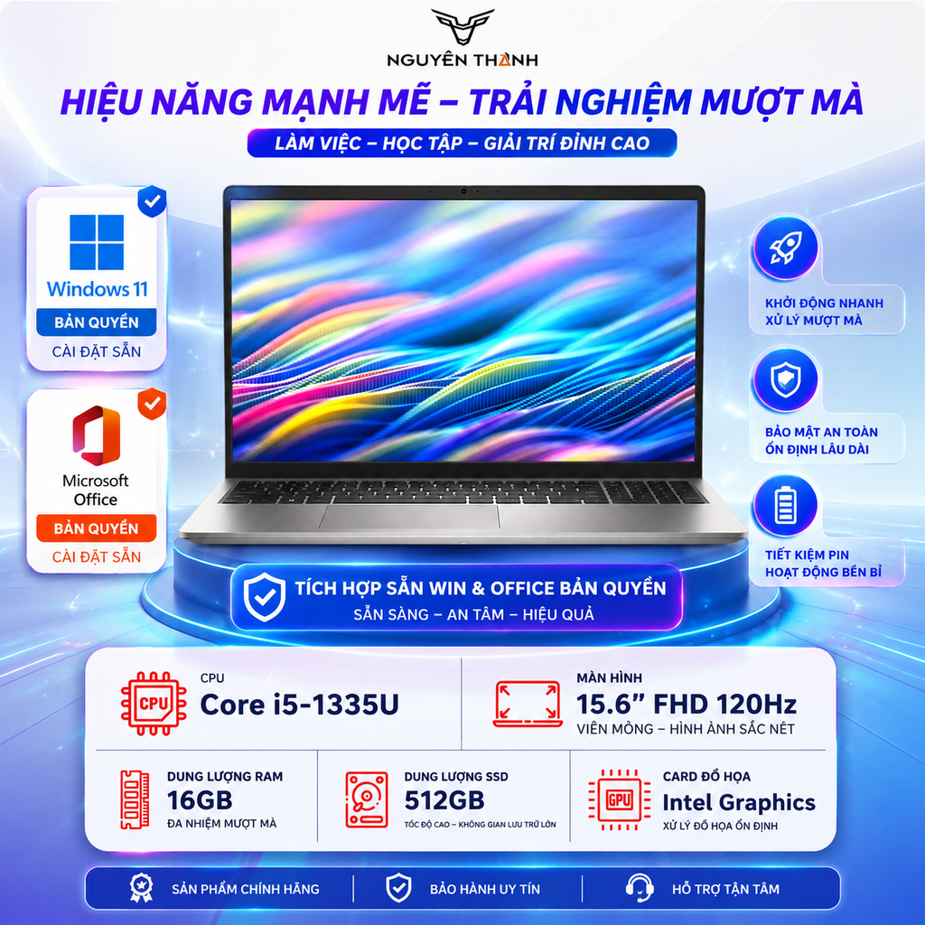 Laptop Dell 15 DC15250 - CPH99 (i5 1334U, 16GB, 512GB, Full HD 120Hz, OfficeH24+365B, Win11)