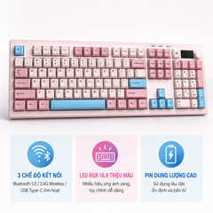 Bàn Phím Gaming AULA S102 Pro 3 Mode (4753)(Hồng - Xanh dương) | Nguyên Thành