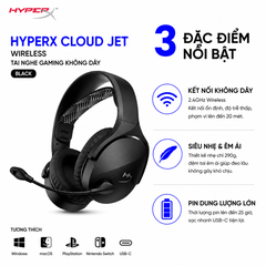 Tai nghe không dây Gaming HP HyperX Cloud Jet Wireless Black (AJ0T1AA)