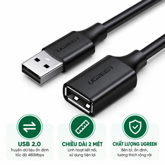 Cáp USB 2.0 Nối Dài 2m Ugreen 10316 Chính Hãng Giá Tốt | Nguyên Thành
