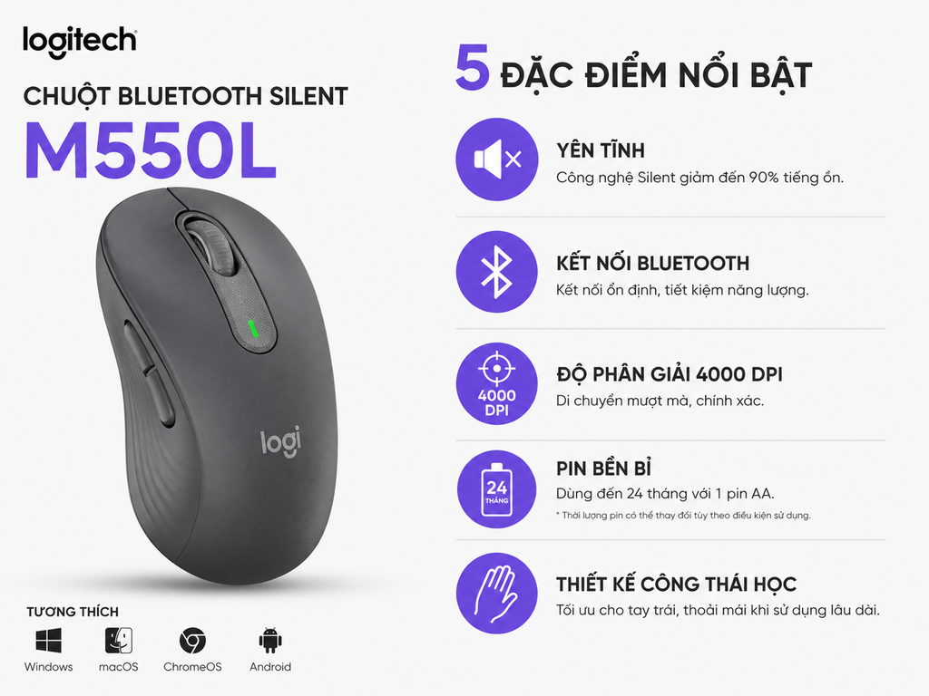 Chuột Bluetooth Silent Logitech M550L