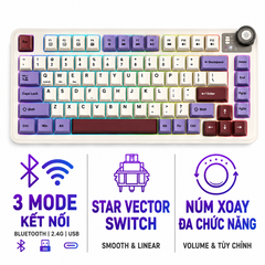 BÀN PHÍM CƠ GAMING 3 MODE AULA AU75 (5300) (Phiên bản màu Tím+Be+Đỏ/ Star Vector Switch)