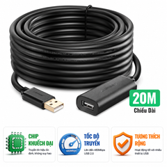 Cáp USB Nối Dài 20M Ugreen 10324 (Có Chip Khuếch Đại)