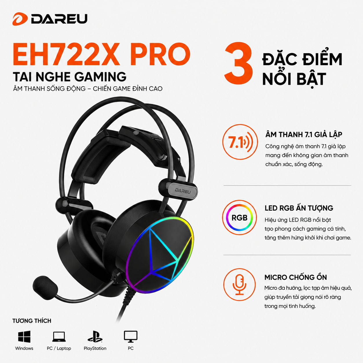 TAI NGHE DAREU EH722X PRO (MULTI-LED)