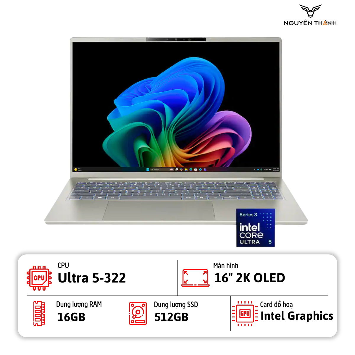 Laptop Acer Swift Go 16 Al (Ultra 5 322, 16GB RAM, 512GB SSD, 16