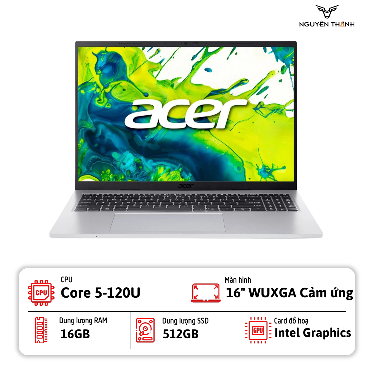 Laptop Acer Aspire Go 16 AG16-71PT-558A (Core 5 120U, 16GB RAM, 512GB SSD, 16