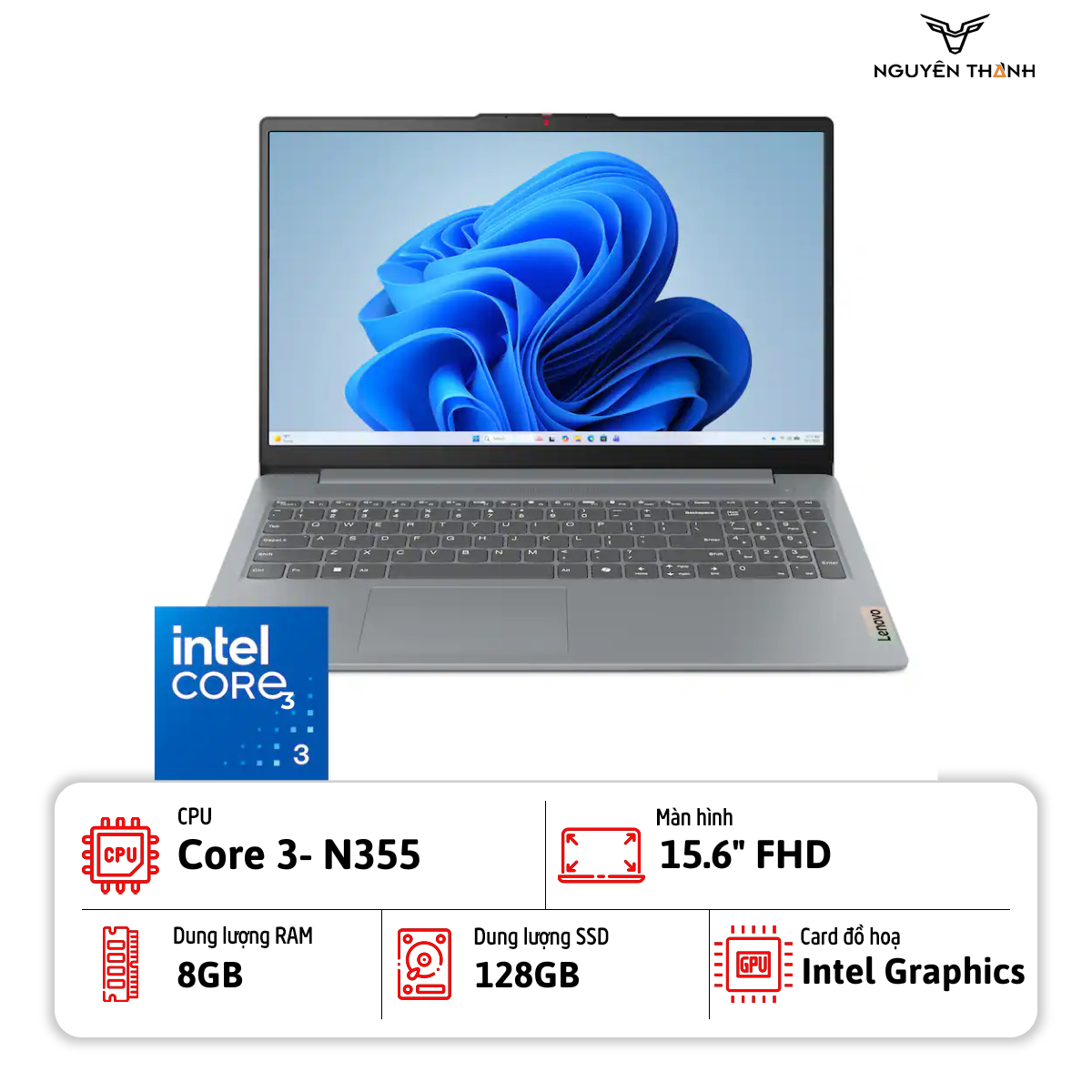 Laptop Lenovo IdeaPad Slim 3 (Intel N355, 8GB RAM, 128GB UFS, 15.6