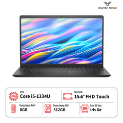 Laptop Dell 15 DC15250 (Intel Core i5-1334U, RAM 8GB, SSD 512GB, 15.6 inch FHD Touch, Win 11, Black)