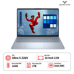 Laptop Dell 16 Plus DB16250_ DB6U5387W1 (Ultra 5 226V, 16GB, 1TB SSD, 16.0 inch QHD+, 120Hz, Win 11, Office, Ice Blue, Vỏ nhôm)