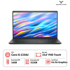 Laptop Dell 15 DC15250 (Intel Core i5-1334U, RAM 16GB, SSD 512GB, 15.6 inch FHD Touch, Win, Black)