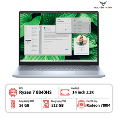 Laptop Dell Inspiron 14 5445 (Ryzen 7-8840HS, 16GB, 512GB, 14 inch 2.2K, Ice Blue)