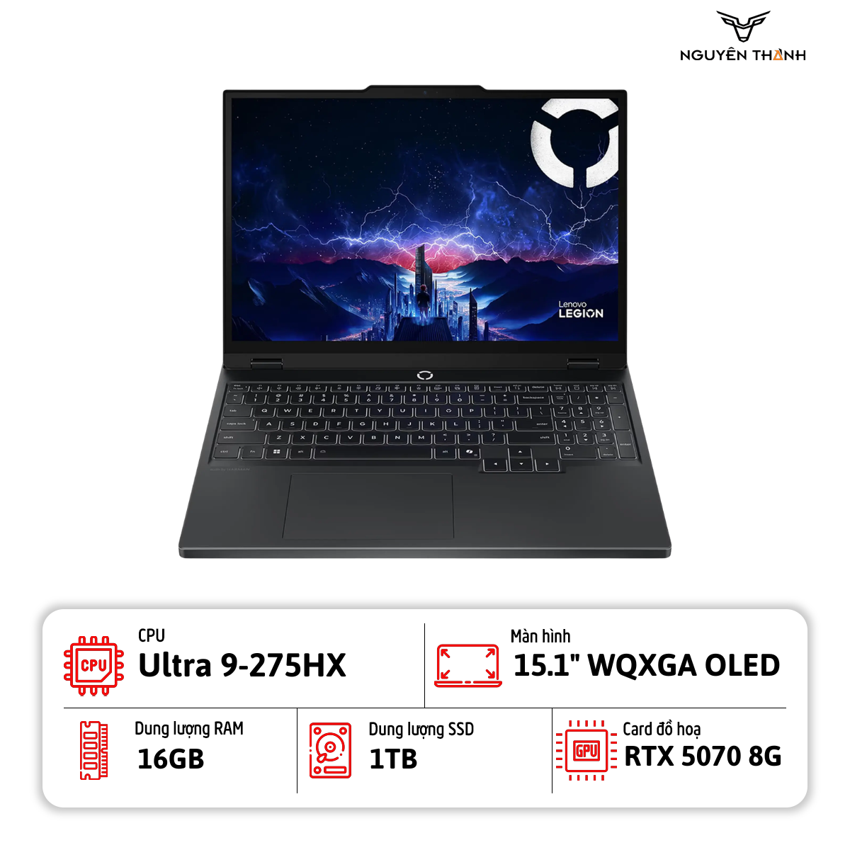 Laptop Lenovo Legion 5 15IAX10 (Ultra 9 275HX, 16GB RAM, 1TB SSD, RTX 5070 8GB, 15.1