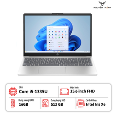Laptop HP 15-fd0235TU 9Q970PA (Intel Core i5-1334U, 16GB RAM, SSD 512GB, Iris Xe Graphics, 15.6 inch FHD, Windows 11, Natural Silver)