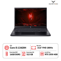 Laptop Acer Nitro V15 ANV15 (Core i5 - 13420H, Ram 16GB, SSD 512GB, RTX 2050 4GB, 15.6