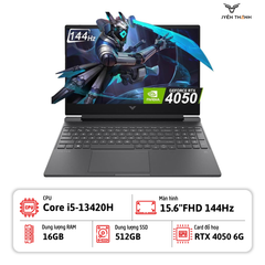 Laptop HP Gaming Victus 15 (Core i5-13420H, 16GB RAM, 512GB SSD, RTX 4050 6GB, 15.6''FHD 144Hz, Window 11, Mica Silver)