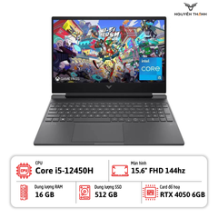 Laptop HP Victus Gaming 15-fa1300nr (Core i5-12450H, 16GB RAM, 512GB SSD, RTX 4050 6GB, 15.6