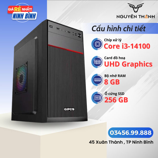 Máy tính văn phòng i3 14100 RAM 8GB SSD 256GB
