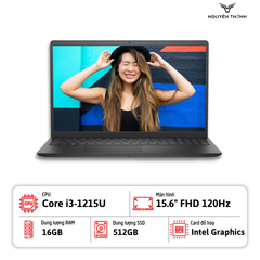 Laptop Dell Vostro 15 3520 (i3-1215U, RAM 16GB, SSD 512GB, 15.6'' FHD 120Hz, Windows 11, Carbon Black)