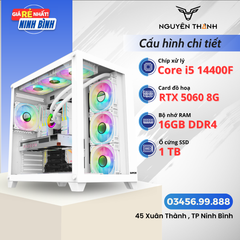 PC Arctic Dream Intel Core i5 14400F | RAM 16GB | VGA RTX 5060 8G | Kèm Tản Nhiệt Nước AIO siêu mát