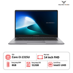 Laptop ASUS ExpertBook P1403CVA-i308-50W (Intel Core i3-1315U , Intel UHD , 14 inch FHD , 8GB , 512GB , Win 11 , Xám)
