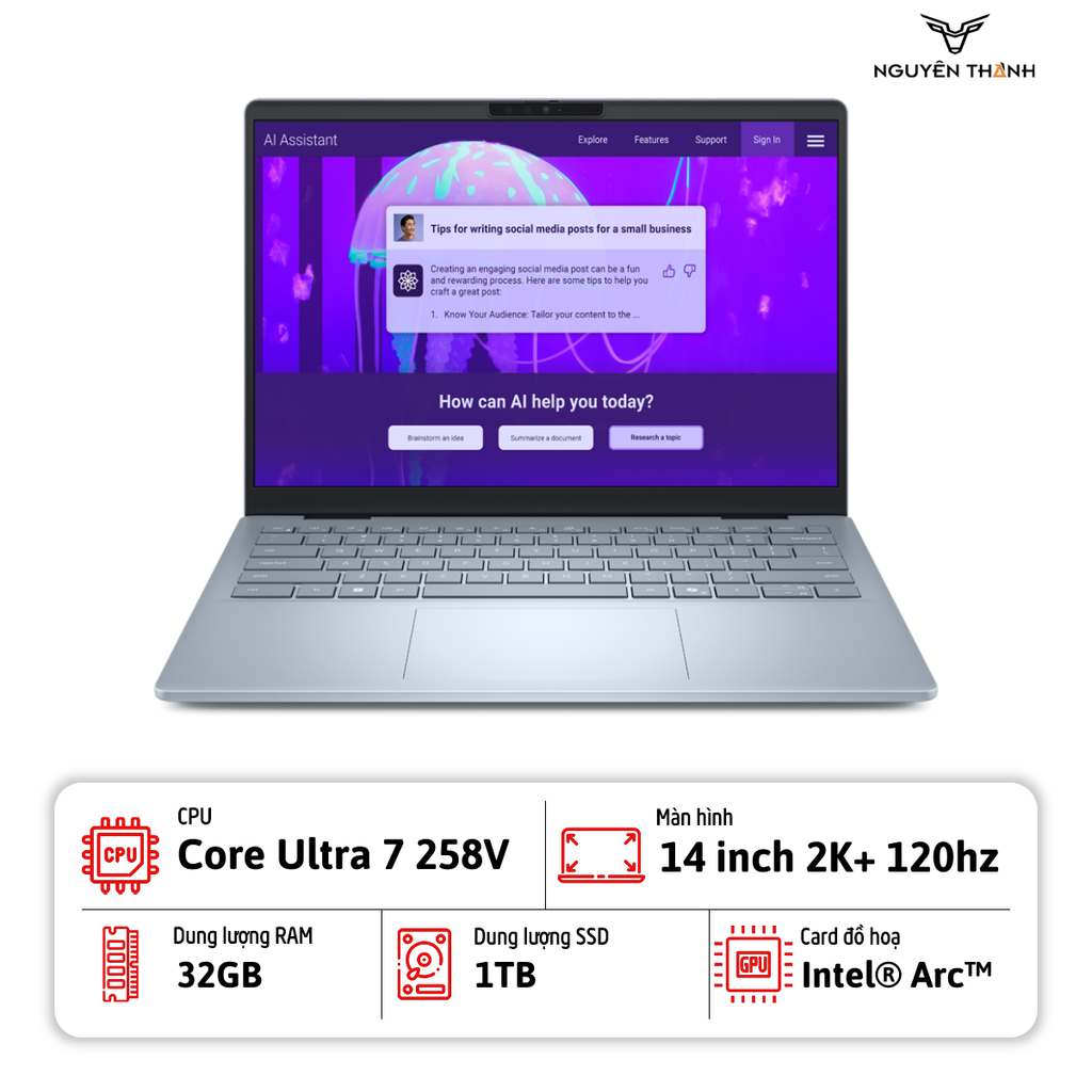 Laptop Dell 14 Plus DB14250 (Core Ultra 7 258V, 32GB RAM, 1TB SSD, 14