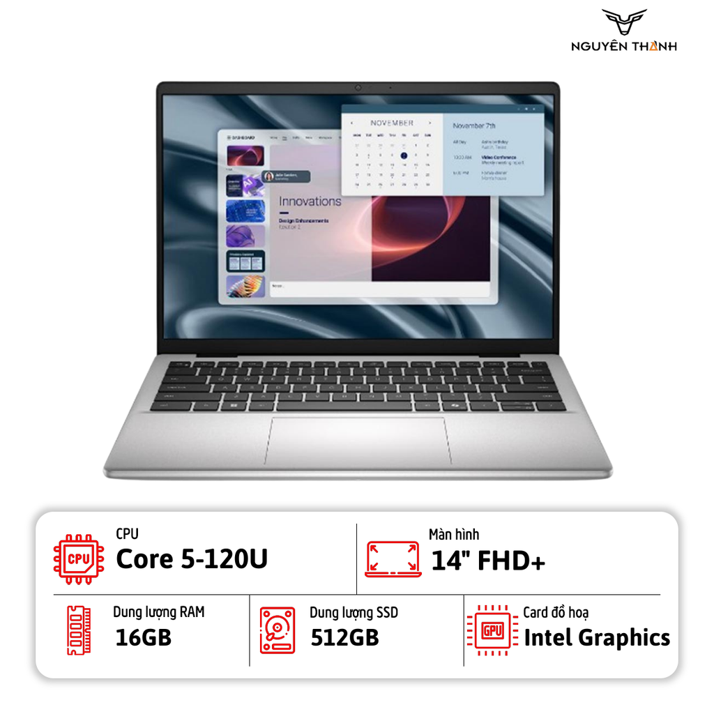 Laptop Dell Pro 14 Essential PV14250 (Core 5 120U, 8GB RAM, 512GB SSD, 14 inch FHD+, Win11, Platinium Silver)