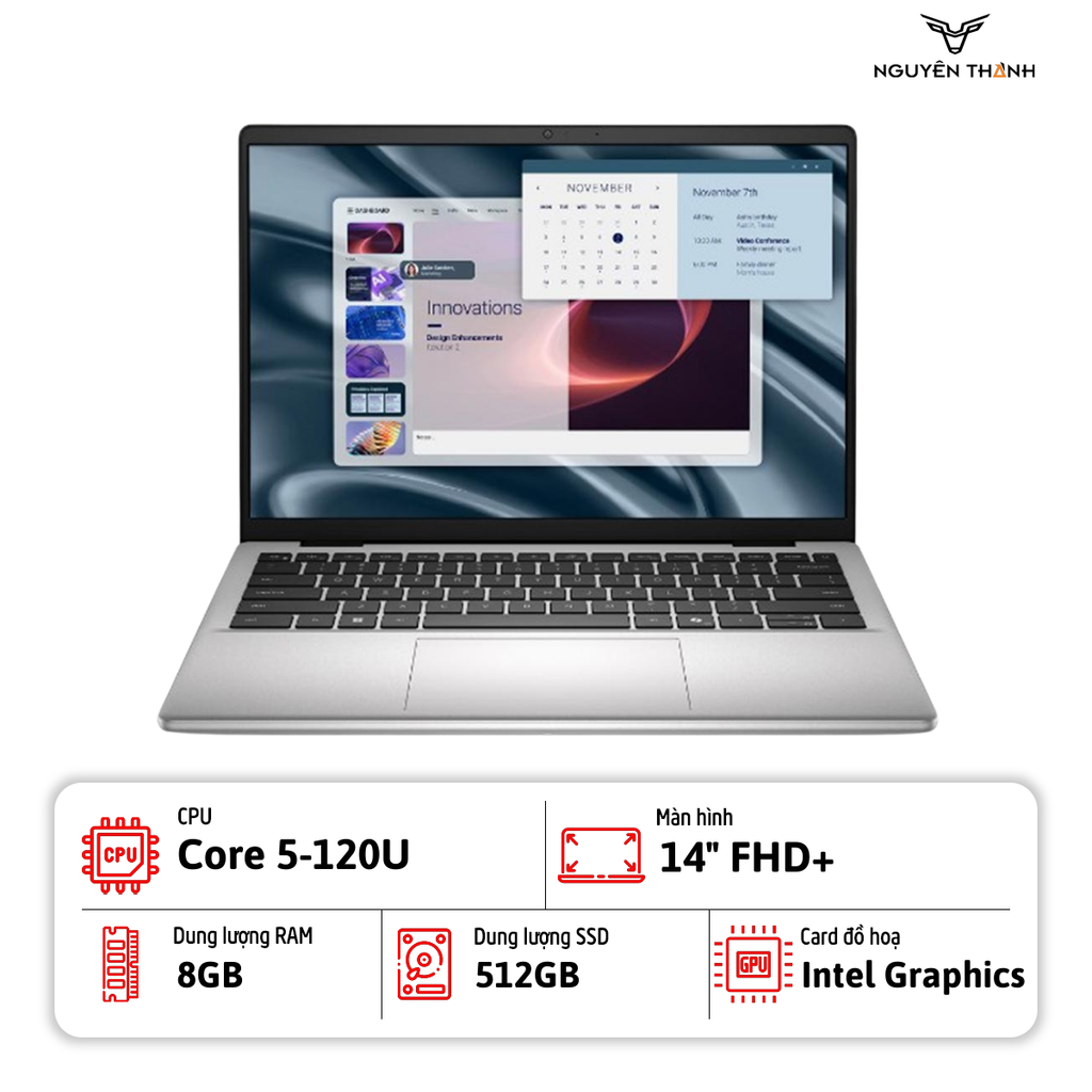 Laptop Dell Pro 14 Essential PV14250 (Core 5 120U, 8GB RAM, 512GB SSD, 14 inch FHD+, Win11, Platinium Silver)