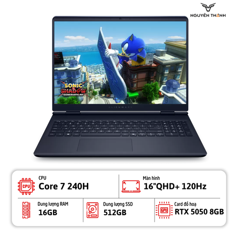 Laptop Dell Alienware 16 Aurora AC16250 (Core 7 240H, 16GB RAM, 512GB SSD, RTX 5050 8GB, 16