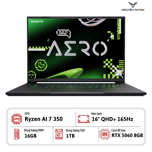 Laptop Gigabyte AERO X16 Copilot+ PC ( Ryzen AI 7 350, RAM 16GB, SSD 1TB, RTX 5060 8GB, 16